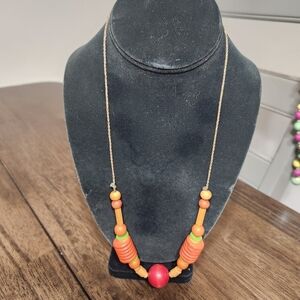 Fashion Jewelry Vibrant Orange and Red Beaded Necklace
